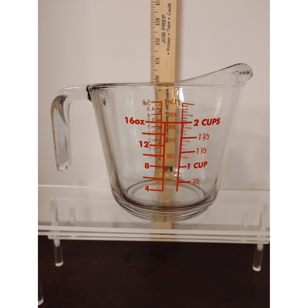 Clear Glass Measuring Cup 2 Cup 16oz 500ml Red Markings with Handle and Spout
